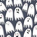 Cute spooky ghosts on dark background.