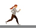 Cute sport girl running. Morning jogging