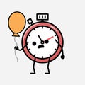 Cute Sport Timer Mascot Vector Character in Flat Design Style Royalty Free Stock Photo