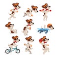 Cute Sportive Jack Russell Terrier Set, Funny Pet Dog Character Doing Various Kinds Of Sports Vector Illustrations