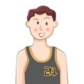 Cute sports young man in drawing style isolated vector.