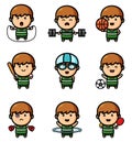 The cute sporty boy of mascot bundle set