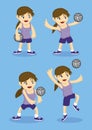 Cute Sporty Girl Playing Volley Ball Vector Illustration