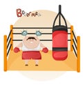Cute Sporty monster illustration, graphic boxer clip art, activities elements clipart