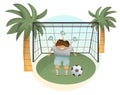 Cute Sporty monster illustration, graphic football player clip art, activities elements clipart
