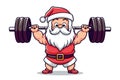 cute sporty santa claus with dumbbell AI generated