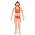 Cute sporty woman body silhouette , whole-length female character in underwear in flat