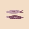 Cute spotted fishes hand drawn vector illustration. Funny isolated character for logo or icon.