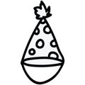 Cute spotted party hat cartoon vector illustration motif set. Hand drawn for special occassion