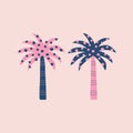 Cute spotted tropical palm tree hand drawn vector illustration. Isolated colorful palms in flat style. Royalty Free Stock Photo