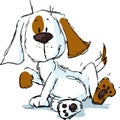 Cute spotty dog cartoon - black sketch