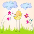 Cute spring bird illustration