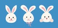 Cute spring Easter white bunny head flat stock vector illustration. Royalty Free Stock Photo