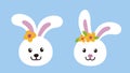 Cute spring Easter white bunny head flat stock vector illustration. Royalty Free Stock Photo