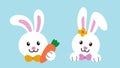 Cute spring Easter white bunny head flat stock vector illustration. Royalty Free Stock Photo