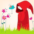 Cute spring girl with bird Royalty Free Stock Photo