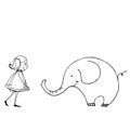 Cute spring girl with elephant Royalty Free Stock Photo