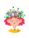 Cute spring girl with a flower wreath Royalty Free Stock Photo