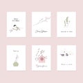 Cute spring postcards with hand drawn springtime elements