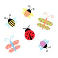 Cute spring and summer insect set