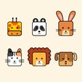 Cute square animal face icon