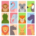 Cute square avatars with wild animals