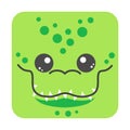 Cute square crocodile face. Cartoon head of animal character. Minimal simple design. Vector illustration Royalty Free Stock Photo