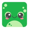 Cute square frog face. Cartoon head of animal character. Minimal simple design. Vector toad illustration