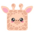 Cute square giraffe face. Cartoon head of animal character. Minimal simple design. Vector illustration