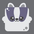 Cute square raccoon face. Cartoon head of animal character. Minimal simple design. Vector illustration