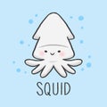 Cute Squid cartoon hand drawn style