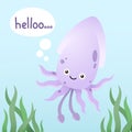 cute squid cuttlefish under the sea cartoon character Royalty Free Stock Photo