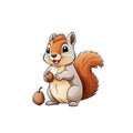 Cute squirrel with acorns isolated on white background Royalty Free Stock Photo