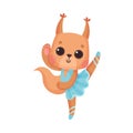 Cute Squirrel in Ballerina Dress Dancing Vector Illustration