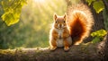 Cute squirrel on a branch the forest animal outdoor Royalty Free Stock Photo