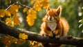 Cute squirrel branch the forest animal outdoor wildlife mammal adorable tree Royalty Free Stock Photo