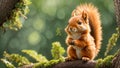 Cute squirrel branch forest animal outdoor wildlife mammal adorable tree Royalty Free Stock Photo