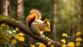 Cute squirrel branch forest animal outdoor wildlife mammal adorable tree nature funny Royalty Free Stock Photo