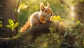 Cute squirrel a branch the forest animal outdoor Royalty Free Stock Photo