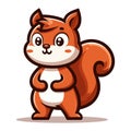 Cute squirrel cartoon mascot character vector illustration, smiling adorable squirrel chipmunk design template isolated on white Royalty Free Stock Photo