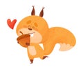 Cute Squirrel Character Running Holding Favorite Acorn with Paws Vector Illustration