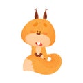 Cute Squirrel Character Standing with Puzzling Emotion on Its Muzzle Vector Illustration