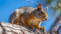 Cute Squirrel Enjoying Nut on Tree Branch Royalty Free Stock Photo