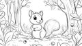 Cute Squirrel Coloring Page Forest Animal Outline for Kids Royalty Free Stock Photo