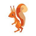 Cute Squirrel, Funny Little Rodent Animal Cartoon Character, Side View Vector illustration Royalty Free Stock Photo