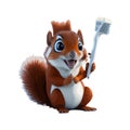 Cute squirrel with his toothbrush