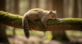 Cute Squirrel Resting on Tree Branch in Forest Environment Royalty Free Stock Photo