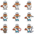 cute Squirrel Sailor cartoon set