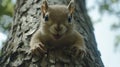 Cute squirrel on a tree trunk Royalty Free Stock Photo