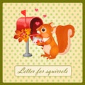 Cute squirrel with a Valentines day letter